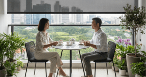 Premium Zipscreen™ installation for small condo balconies in Singapore by Ministry of Blind.