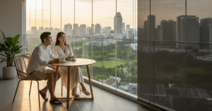 Premium balcony glass vs Zipscreen™ cost comparison for Singapore homes by Ministry of Blind.