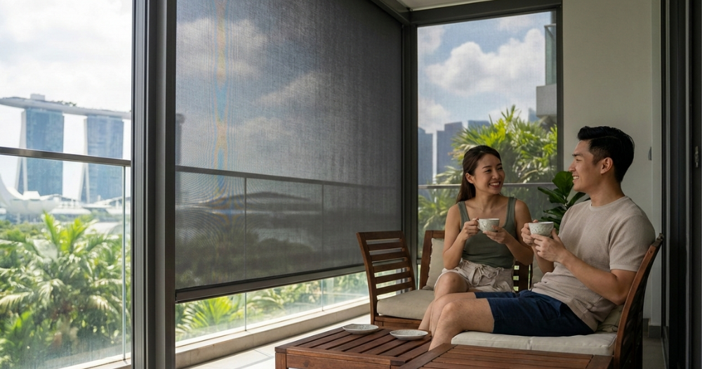 Zipscreen vs Ziptrak comparison for Singapore balconies by Thrivemediasg.